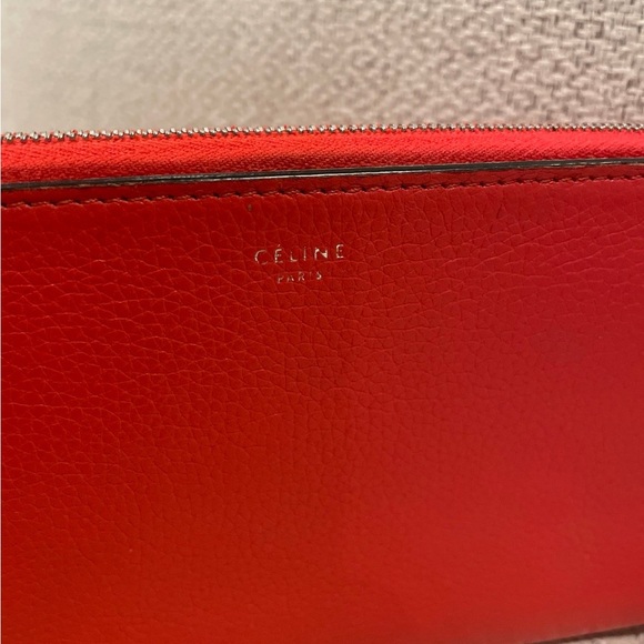 Celine Red Leather Zip Around Wallet - Picture 5 of 12